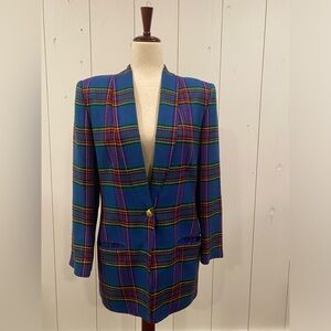 Vintage Preston & York Vibrant Plaid Blazer